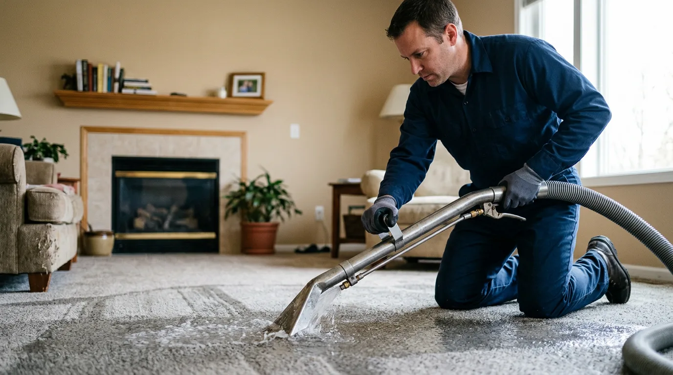 Water damage restoration technician working near Rentz, GA